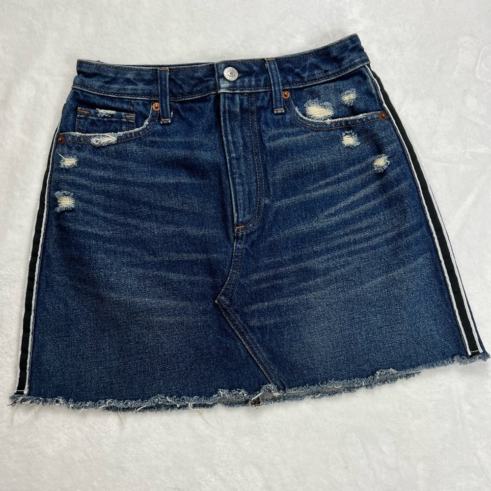 Distressed Denim Mini Skirt
